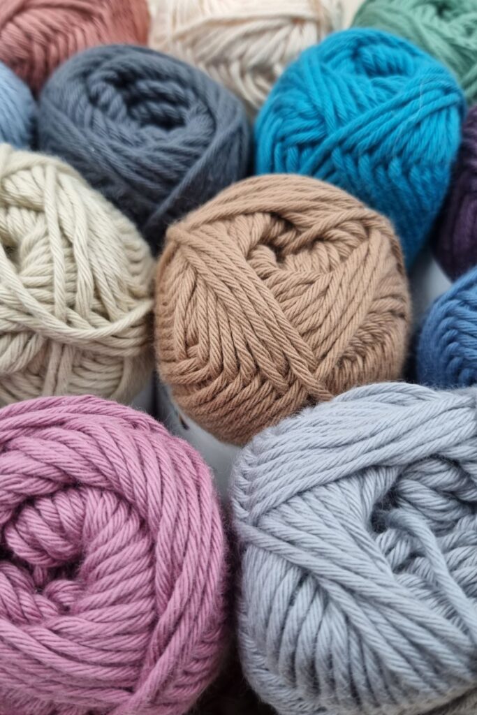 Balls of coloured cotton yarn